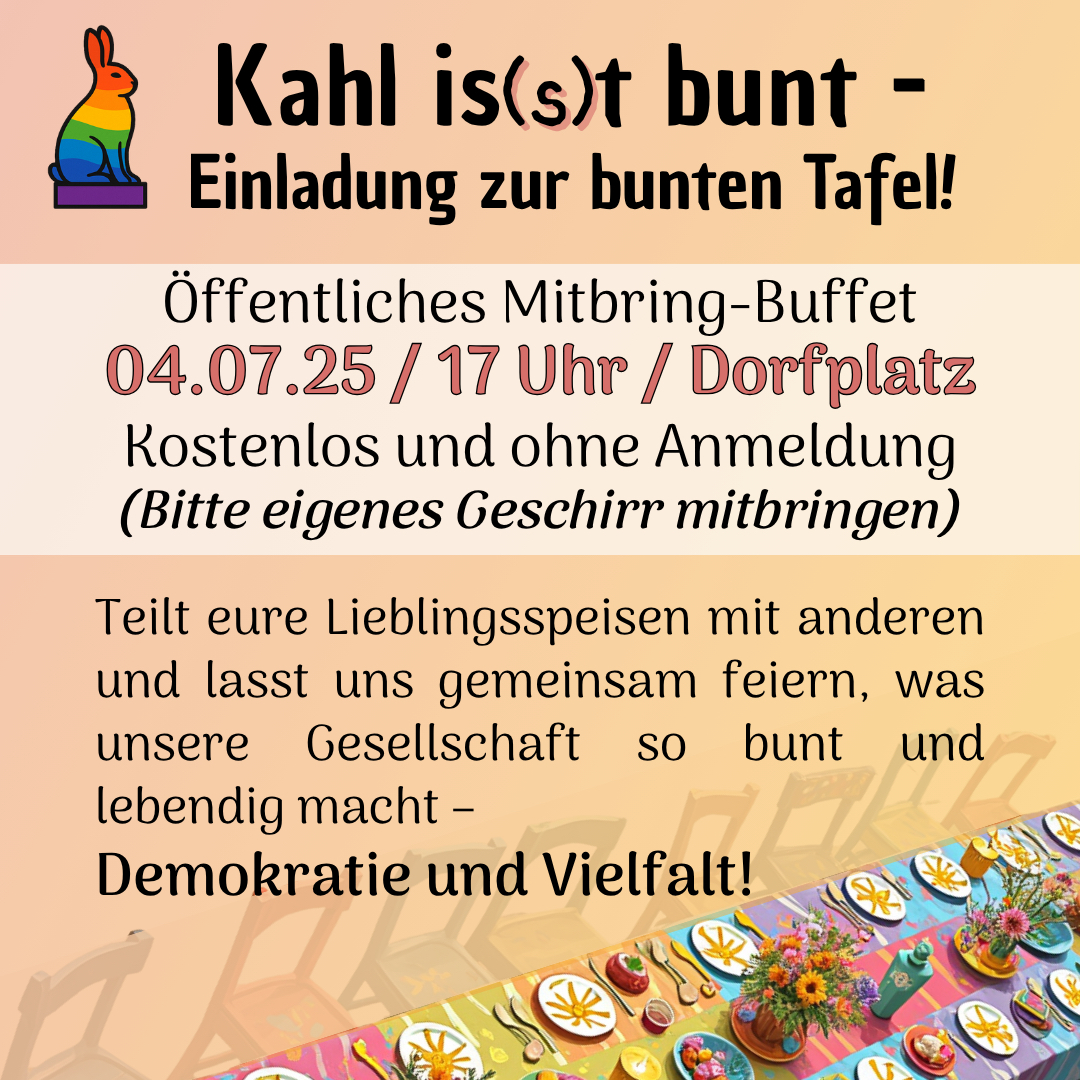 Einladung zur Bunten Tafel am 04.07.25